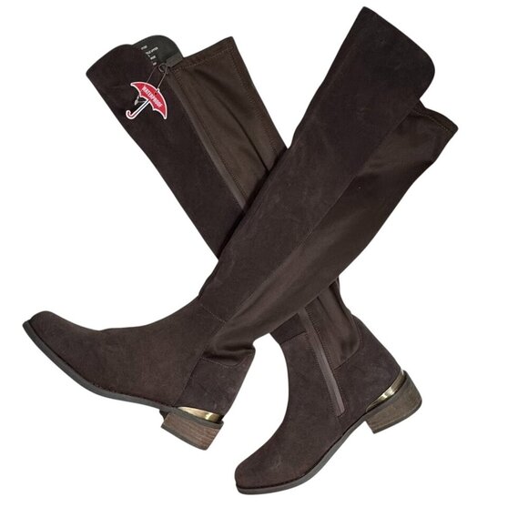 NEW Blondo Valina Boot Over The Knee Waterproof Java Brown Suede Size 7 - Picture 1 of 8